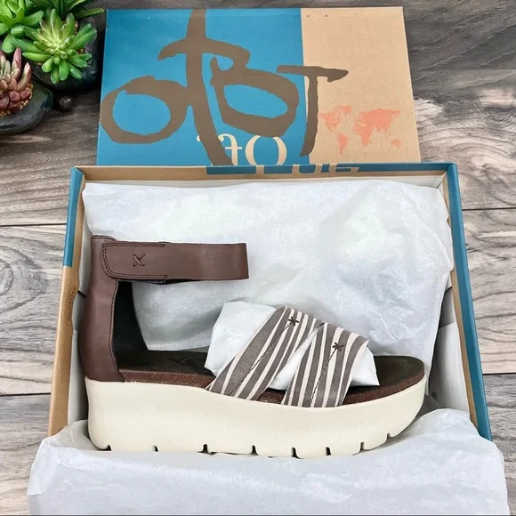 OTBT Montauk Tapioca Boho Ankle Strap Platform Wedge Leather Sandal 8.5M - Picture 9 of 11